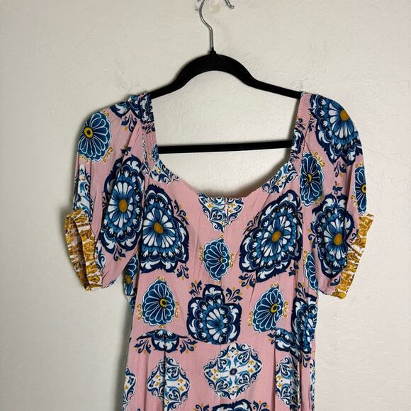 Maeve Anthropologie Pink Resort Wrap Dress Size 12 - Picture 13 of 16